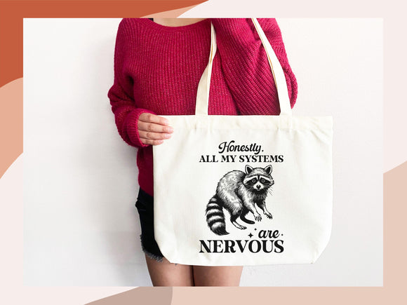 Raccoon Canvas Tote Bag Funny Raccoon Lover Gift Tote Bag Everyday Tote Eco Friendly Tote Shopper Gift Tote Reusable Grocery Bag Cute Bag