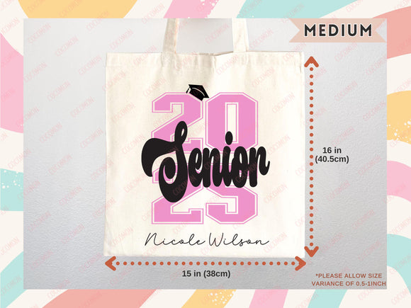 Custom Name Senior Tote Bag High School University Gift Graduation Bag for Her Personalized College Tote Campus School Bag Customized Gift