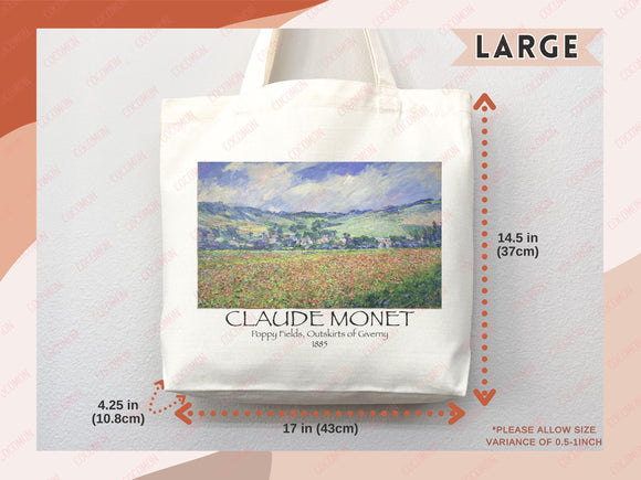 Monet Tote Bag Artsy Bag Monet Shoulder Bag Monet Gift School Tote Bag Eco Friendly Aesthetic Tote Shopper Reusable Grocery Bag Gift for Her
