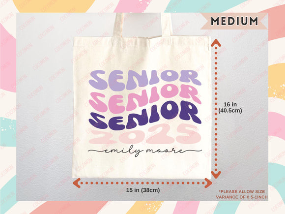 Custom Name Senior Tote Bag High School University Gift Graduation Bag for Her Personalized College Tote Campus School Bag Customized Gift