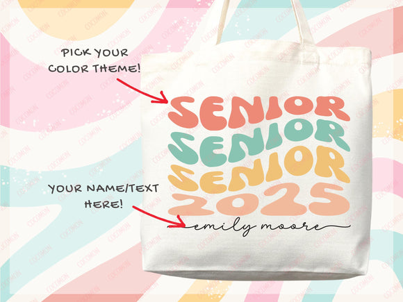 Custom Name Senior Tote Bag High School University Gift Graduation Bag for Her Personalized College Tote Campus School Bag Customized Gift